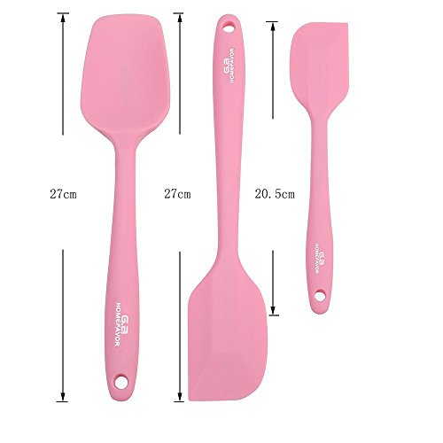 GA Homefavor 3-teilige Silikon Teigschaber Pfannenwender Set, Hitzebeständig, Schont beschichtete Pfannen, Rosa - 5