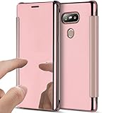 Modelo compatible: LG G5 LG G5 Funda, LG G5 Funda, ikasus ultrafina lujo híbrido Shock-absorción clara vista Flip Electroplate Plating Espejo Funda con tapa Funda Protectora para LG G5