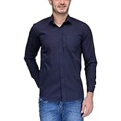 Feed Up Men's Solid Slim Fit Casual Shirt (FeedU103_Navy_38)