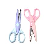 Plástico y metal Creativo Tijeras con ondas Interfaz de 2 unidades color rosa/Salmón y azul/violeta (50659ss)