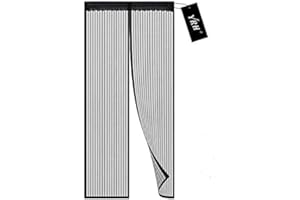YRH Magnetic Fly Screen Door - Heavy Duty Self-Sealing Mesh,Powerful Magnets and Full Frame Magic Tape,No Drill Installation,Automatically Closes (90x210cm, Black)