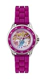 Principesse Disney - orologio al quarzo con quadrante rosa per imparare a leggere l'ora, cinturino in gomma bianca, da ragazza, PN1078