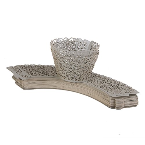 50pcs Cirrusform Dekor Kuchen Cupcake Törtchen Wrapper Verpackung - Silbergrau