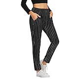 AHAYAKU Damen Hosen Sommer Pendler Freizeithosen Bequeme, einfache, gestreifte Pluderhosen