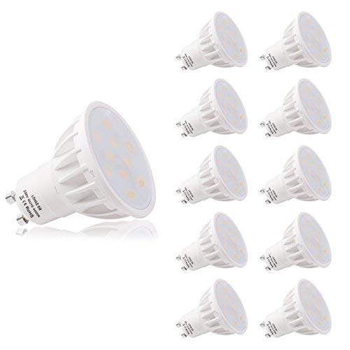 LOHAS No-Regulable 6Watt GU10 LED Bombillas, Equivalente a 50Watt Lámpara Incandescente, Blanca Neutra 4000K, 500lm, 120 ° ángulo de haz, Ultra Brillante LED Bombillas, Paquete de 10 Unidades