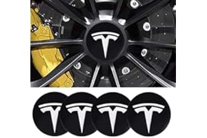 HEYCE 4 x 56 mm Logo Radmitte Abdeckungsabzeichen Aufkleber, geeignet für Tesla Model 3 X Y S, schwarz, 3D Radmitte Nabenkappen, Auto Logo Aufkleber,A