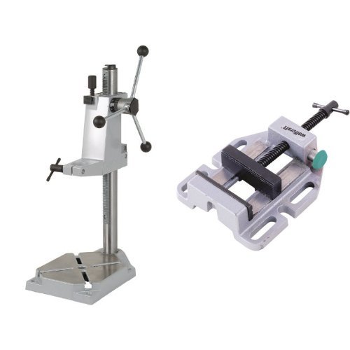 Wolfcraft 5027000 1 Bohrständer + Wolfcraft 3423000 Maschinenschraubstock Guß 80 Backenbreite 85 mm