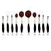 Tonsee 10Pcs Luxry Plating Pro Foundation Brush Set Powder Blusher Toothbrush Curve Cosmetic Makeup Tool
