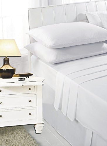White Plain Dyed Polycotton Fitted Bed Sheet-Single