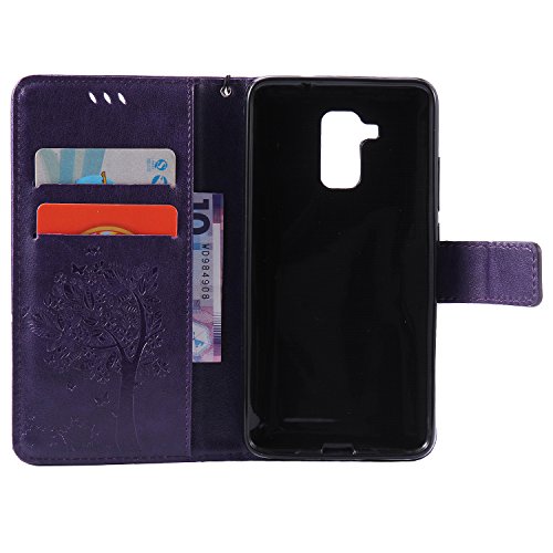 Cozy Hut Mehrfarbige PU Leder Klappe Tasche Schutz Hülle für Huawei Honor 5C in Ölmalerei Stil Colorful Painting Flip Case KunstLedertasche Etui Schutz Hülle Handytasche mit Standfunktion Kartenfächern(Katzen und Baum) – lila - 6