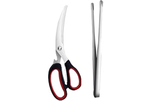 UPKOCH Ck Lot de 2 ciseaux coréens pour barbecue et pince à barbecue en acier inoxydable, design ergonomique, antidérapant, idéal pour le barbecue et la cuisine