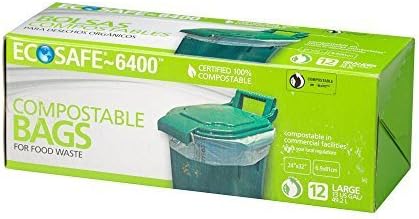 Biodegradable Trash Bags 13 Gal. Tall Kitchen Made in USA (Box of 12) by Ecosafe