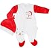 Babys Christmas White All in One Romper/Sleep Suit Inc Hat - Christmas Fun Design (Newborn)