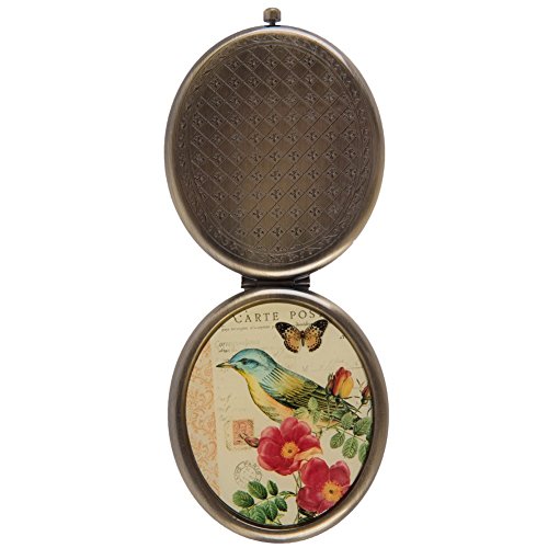 NIKKY HOME Handspiegel Compact Taschenvergrößerungs Kosmetik Make-up Oval Handgemachte Perlmutt Geschenke Vintage Durchmesser 6.3cm Eisen - 5