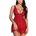 Produktbild MOIKA Damen Nachtwäsche, New Frauen Verführung Mesh Spitze Polychromatische Multi - Code Dessous Set Nachtwäsche Unterwäsche Nachtwäsche Nightwear Sleepwear(S,Rot)