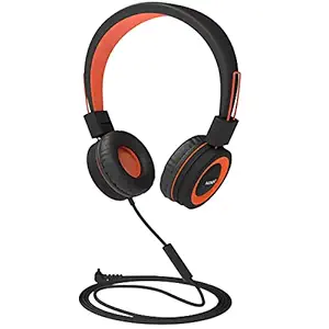 MINISO Wired Over Ear Headphones Comfortable Headphone with Mic for Android and iOS Mobile Phones, Computers, Laptops, Music Player Orange+Black Color
