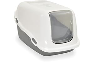 Ella Classic Katzenklo mit Deckel. Plastik-Katzentoilette mit Luftfilter. Keine Ausbreitung von Geruch und Katzenstreu. Einfache Reinigung. 57 x 39 x 38 cm. Grau