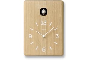 Lemnos Kuckucksuhr Cucu/Designer Cuckoo Clock aus Japan/Kuckucksuhr mit Batterie und Lichtsensor/Vogeluhr aus Holz/Kuckucksuhr modern Design - Farbe Natur