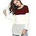 Produktbild LUGOW Langarm T-Shirt Gestreiftes Patchwork Bluse Hemd Pullover Sweatshirt Oberteil Tops Lose Tee Shirt Shirts Online Sale Langarmshirt Tuniken(Small,Wein)