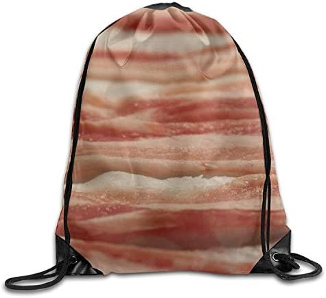 DHNKW Funny Bacon Design3D Print Drawstring Backpack Rucksack Small Shoulder Bags Gym BagPrint Drawstring Backpack