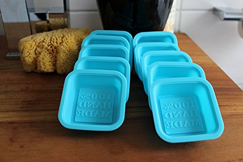 Unitedcovers / Silikonformen/ Motiv 100 % Handmade / zum Seifengiessen in blau /quadratische Seifenformen im 10-er Pack (10 Stück insgesamt/ Set) -- Versand durch amazon aus Deutschland