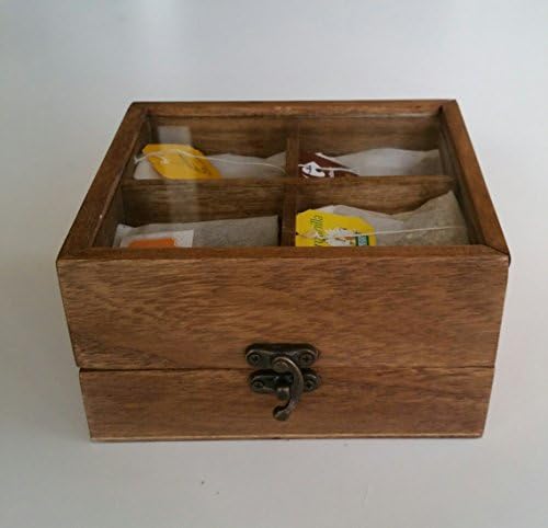 Tea Box infusions of wood walnut color with glass lid