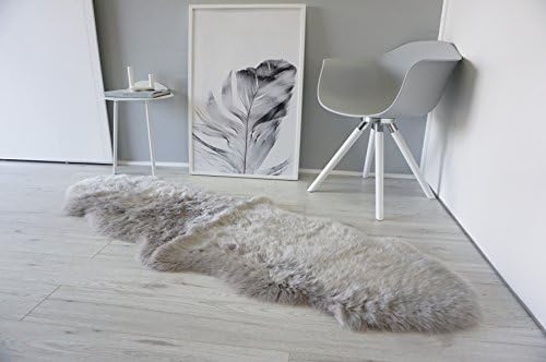 MILABERT Genuine Australian Double (2) Sheepskin Rug - Super Soft Silky Silver Wool