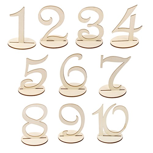 MDF-Holz 10cm Tischnummern 1-10 Basis-Set Hochzeit Geburtstagsparty Französisch