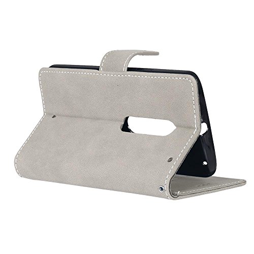 Motorola Moto X Play (5,5 Zoll) Hülle, Cozy hut TPU Silikon Hybrid Handy Hülle Matte Series Case Durchsichtig Stoßfest Tasche Schutz Scratch-Resistant de protection Case Tasche Etui Shell für Motorola Moto X Play (5,5 Zoll) Schutzhülle Folio Magnetverschluss Flip Case Wallet Taljereep Fall Handyhülle mit Kartenfach und Standfunktion – Grau matt - 6