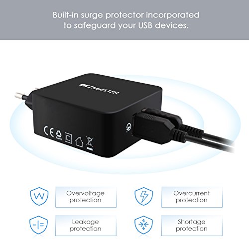 USB-C USB Ladegerät, BC Master Quick Charge 3.0 34.5W 2 Port Schnellladegerät (USB-A+Typ-C Port)für Samsung,Iphone,LG G5,HTC 10,New Macbook,Google Chromebook und Mehr – Schwarz(mit USB Kable) - 6