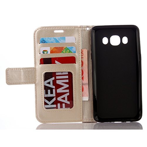 Für Samsung Galaxy J5 2016 Hülle Golden,Cozy Hut Datura Blumen Flip Case Wallet Cover mit Strap Tasche PU Leder Handytasche Lanyard Handyhülle Schutz Hüllen im Bookstyle Ledertasche mit Stand Funktion Kartenfächer Magnetverschluss Magnet Etui Schale Schutzhüllen für Samsung Galaxy J5 2016 / SM-J510 5,2 Zoll – golden - 6