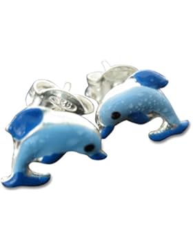 Kinderohrringe Delphin Ohrstecker In 925 Silber Delfin Ohrringe Blau