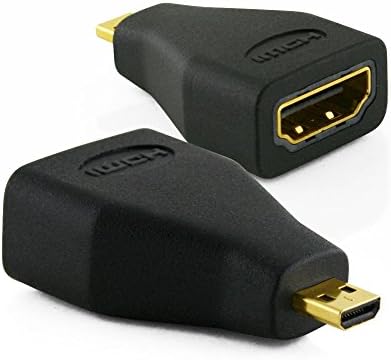 Cablesson Micro HDMI Male to HDMI Female Adapter - Type A to Type D HDMI convertor - Gold Plated HDMI connector - Black - 3D, 4k, Deep Color, HDMI 2.1 / 2.0, Ultra HD, Ethernet - backward compatible
