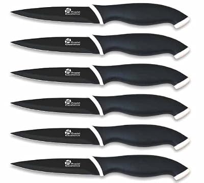 Pradel Excellence - CC006N - Coffret de 6 Couteaux Steak Lames Anti-Adhérentes - Noir