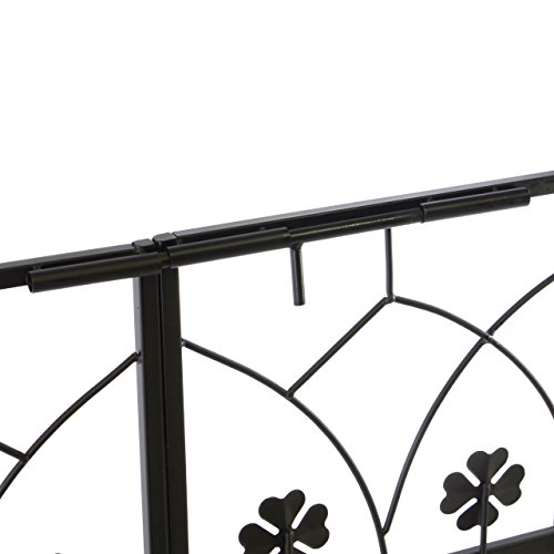 Nexos Rosenbogen Torbogen Rankhilfe Pergola Spalier für Rosen Blumen Garten Terrasse mit Tür Tor Kleeblatt-Design aus Metall 212 cm schwarz - 5
