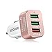 Produktbild Skyocean Auto Ladegerät USB KFZ Ladekabel Mit Quick Charge QC 3.0, 42W, 3 Ports Ladeadapter Zigarettenanzünder Adapter Für Handy iPhone Samsung GPS Autokamera Bluetooth Geräte (Rose Gold)