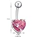 ELENXS Women Girls Rhineston Heart Shape Barbell Navel Belly Button Ring Bar Body Piercing Jewelry Pink