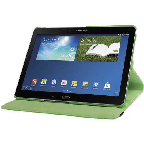 gada – 3in1 Set: Samsung Galaxy Note 10.1 P600 2014 Edition – 360° drehbare Leder-Imitat tasche mit praktischer Standfunktion inkl. kostenloser Displayfolie und Touch Pen grün - 3