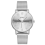 Luckhome Herren Uhr Armband Frauen Mit Lederarmband Geschäfts Klassisch Analog Quarz Dünn Elegant Herrenmode Unaufdringlich Business Einfache Persönlichkeit Digital Dial Net Belt Watch