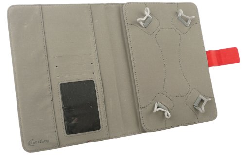 Emartbuy® Tolino Tab 8 Inch Tablet Universalbereich Tupfen Rot / Weiß Multi Winkel Folio Executive Case Cover Wallet Hülle Schutzhülle mit Kartensteckplätze + Rot 2 in 1 Eingabestift - 4