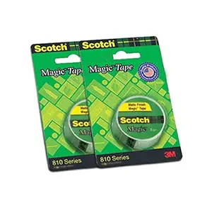 Scotch Magic Tape - The Original Matte-Finish Invisible Tape by 3M, Pack of 2 (2 Rolls, Width 1.9cm Length 25.4m)