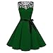 Produktbild TEBAISE Elegant Damen 1950er Retro Ärmellos Kleid Swing Spitzenkleid Rockabilly Abendkleider Festlich Knielang Party Cocktailkleider Ballkleid mit Gürtel Für Hochzeit Festlich Fasching Karneval