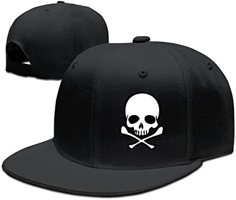 SSEE Unisex Head Skull With Crossbone Flat Bill Baseball Cap Hat Black