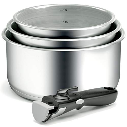Backen 191199 - Set de Casseroles - Inox - 4 Pièces - Tous Feux dont Induction, Gris
