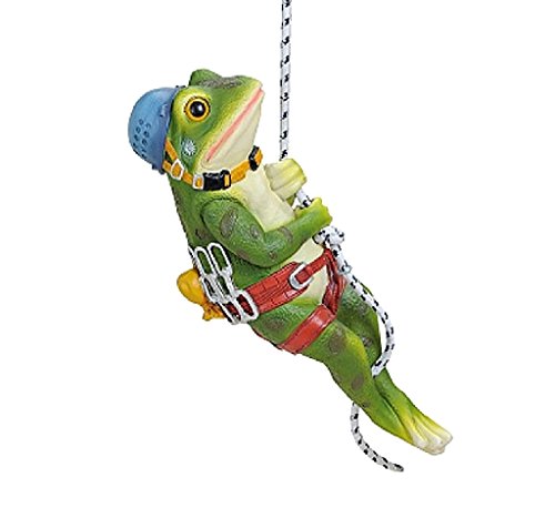 Große Frosch Figur Bergsteiger 13 x 13 x 39cm Figuren zum Hängen für Haus und Garten Dekoration Anhänger