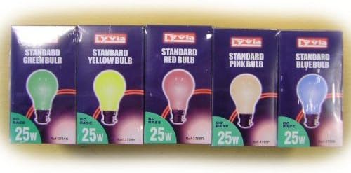 Coloured Light Bulbs BC 25w Pack of 10