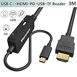 【Compatibilidad con Nintendo Switch】 Un buen reemplazo para su original Nintendo Switch Dock. También puedes cargar mientras juegas con el cable adaptador USB C a hdmi. No te preocupes, interrumpe tu juego y te divertirás más. Con un puerto USB adicional, también puede conectar un controlador de juegos con enchufe USB a este cable USB Tipo C a HDMI.