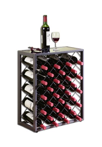 32 Flaschen Weinregal mit Glasplatte, Zinn - 2