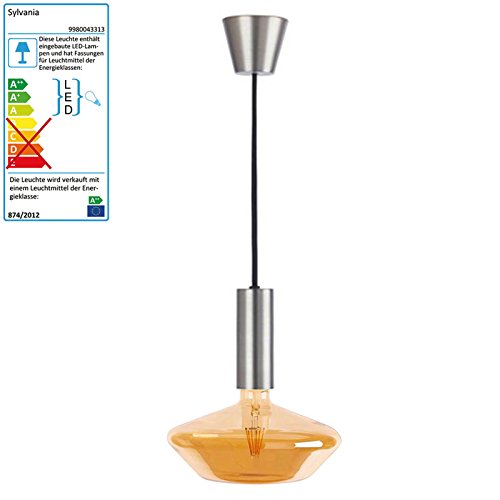 Preisvergleich Produktbild Sylvania Sylcone LED Retro Pendelleuchte Nickel silber gebürstet matt Trapetzform 4,5 Watt Deckenleuchte