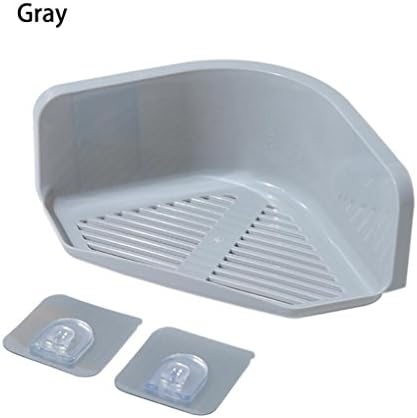 Jimmkey Plastic Suction Cup Bathroom Kitchen Corner Storage Rack Organizer Shower Shelf,Bathroom Shower Caddy Tote for Shampoo, Soap, Razors Practical Storage Box Multi-Use Storage Basket (Gray, 24X12.5X7cm)